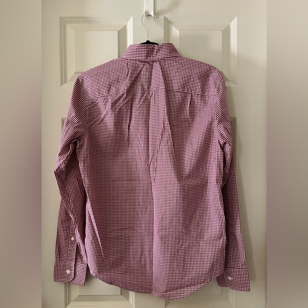 NWT Abercrombie & Fitch Red & White gingham check long sleeve button down Small - Picture 7 of 8